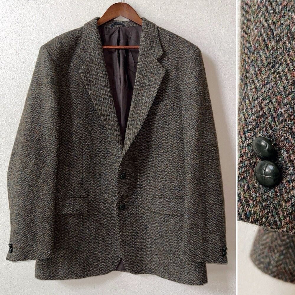Vintage Harris Tweed Men’s Blazer Jacket 42R Sport Coat Pitlochry Wool Scottish